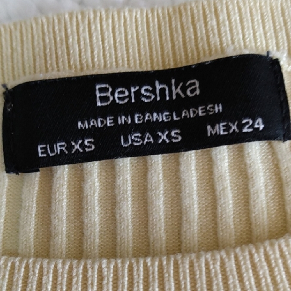 Bershka Bright Yellow Ribbed Crewneck Crop Top Women's Size XS - Picture 10 of 11